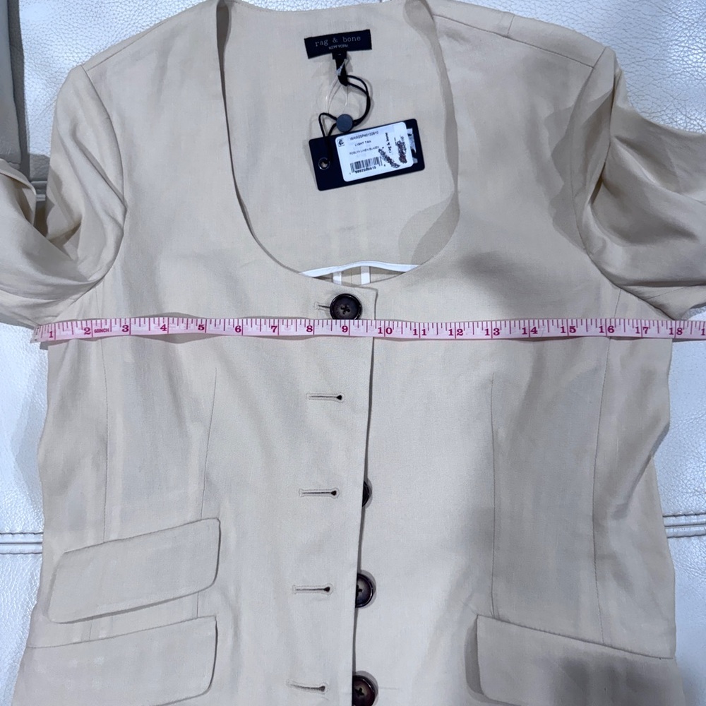 NWT $528 Rag & Bone Roslyn Linen Blend Blazer In Light Tan In Sz. 4 - Picture 11 of 13